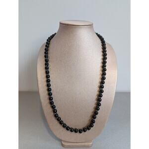 Miriam Haskell Black Glass Bead 29" Necklace